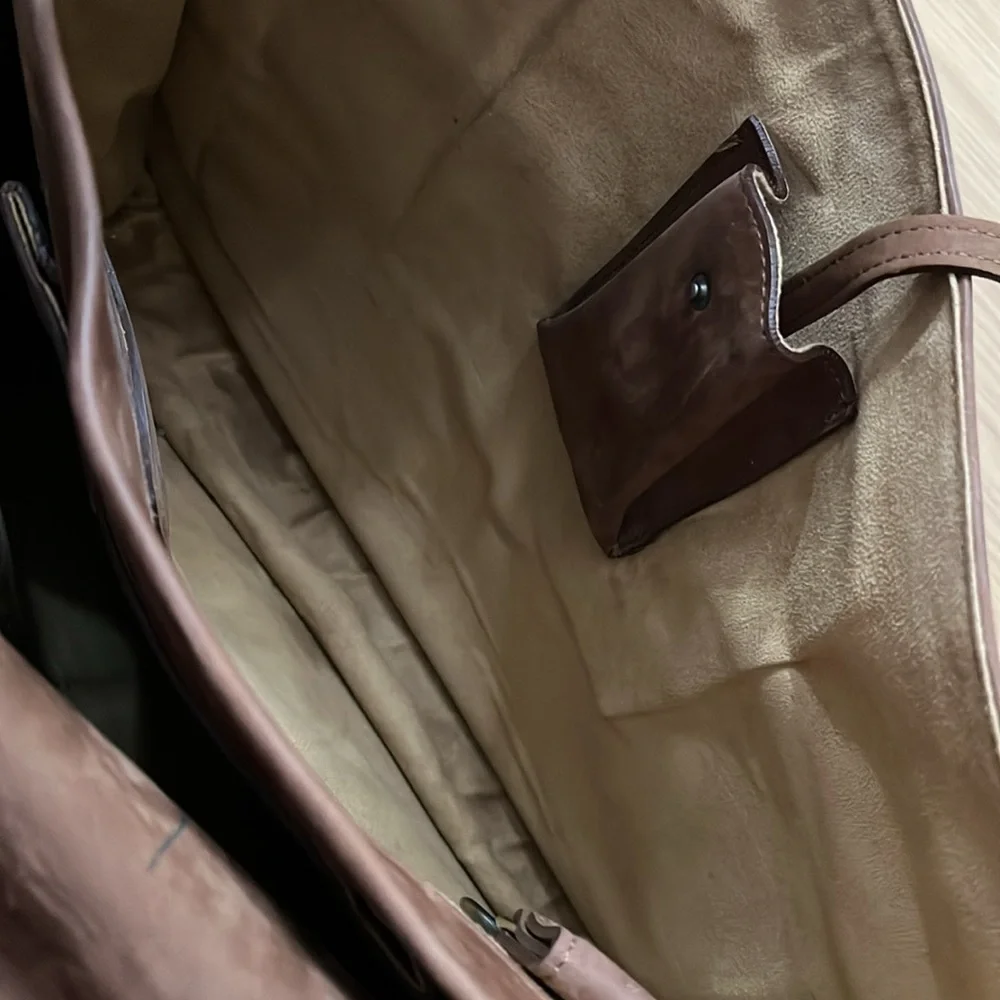 Kanzek, Men’s Tan Leather multi pockets messenger bag
